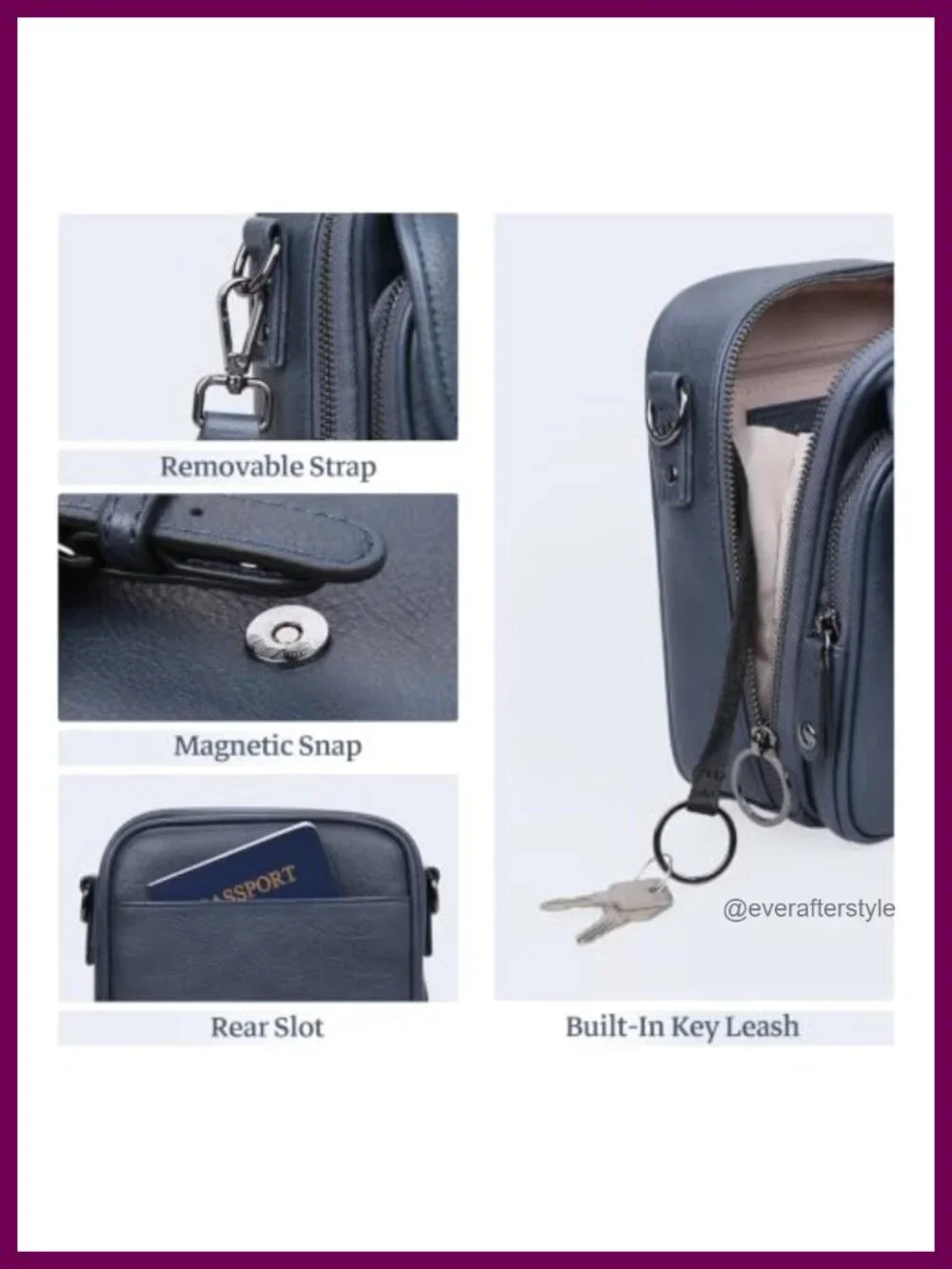 Women's Leather Crossbody Bag RFID Blocking Anti Theft Purse with Removable